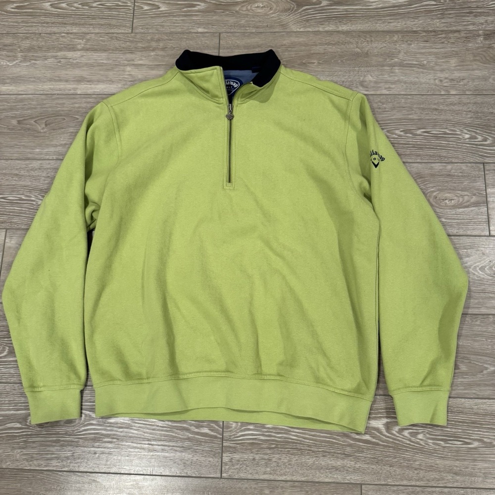 Callaway Golf Quarter Zip Pullover‎ Green Long Sleeve Men's Large classic golf